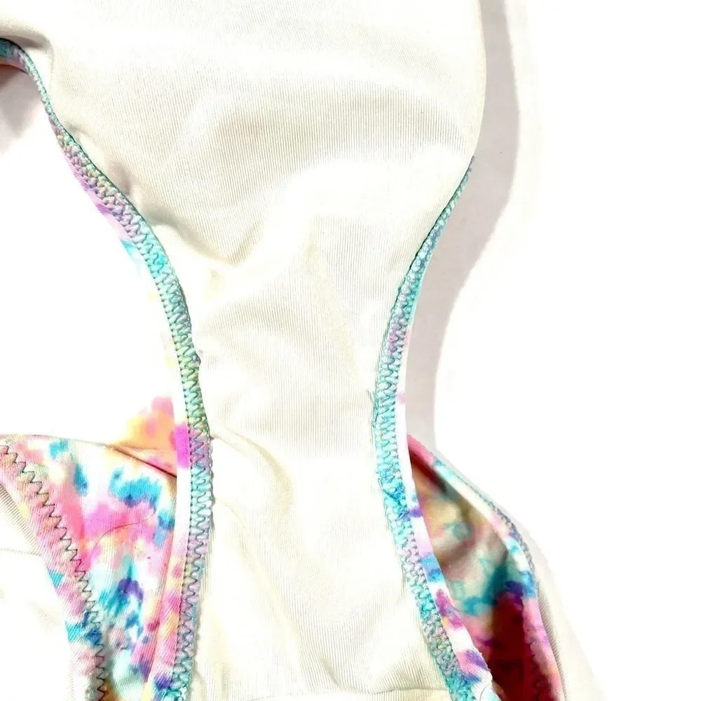 VICTORIAS SECRET WHITE & PASTEL SWIM BOTTOM SIZE S